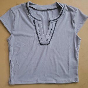 Women Short Sleeve Crop Top Summer Casual Slim Fitted Crew Neck T-Shirt
